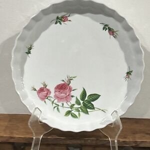 Vintage Christineholm Porcelain Pink Rose Pie/Tart Plate Dish